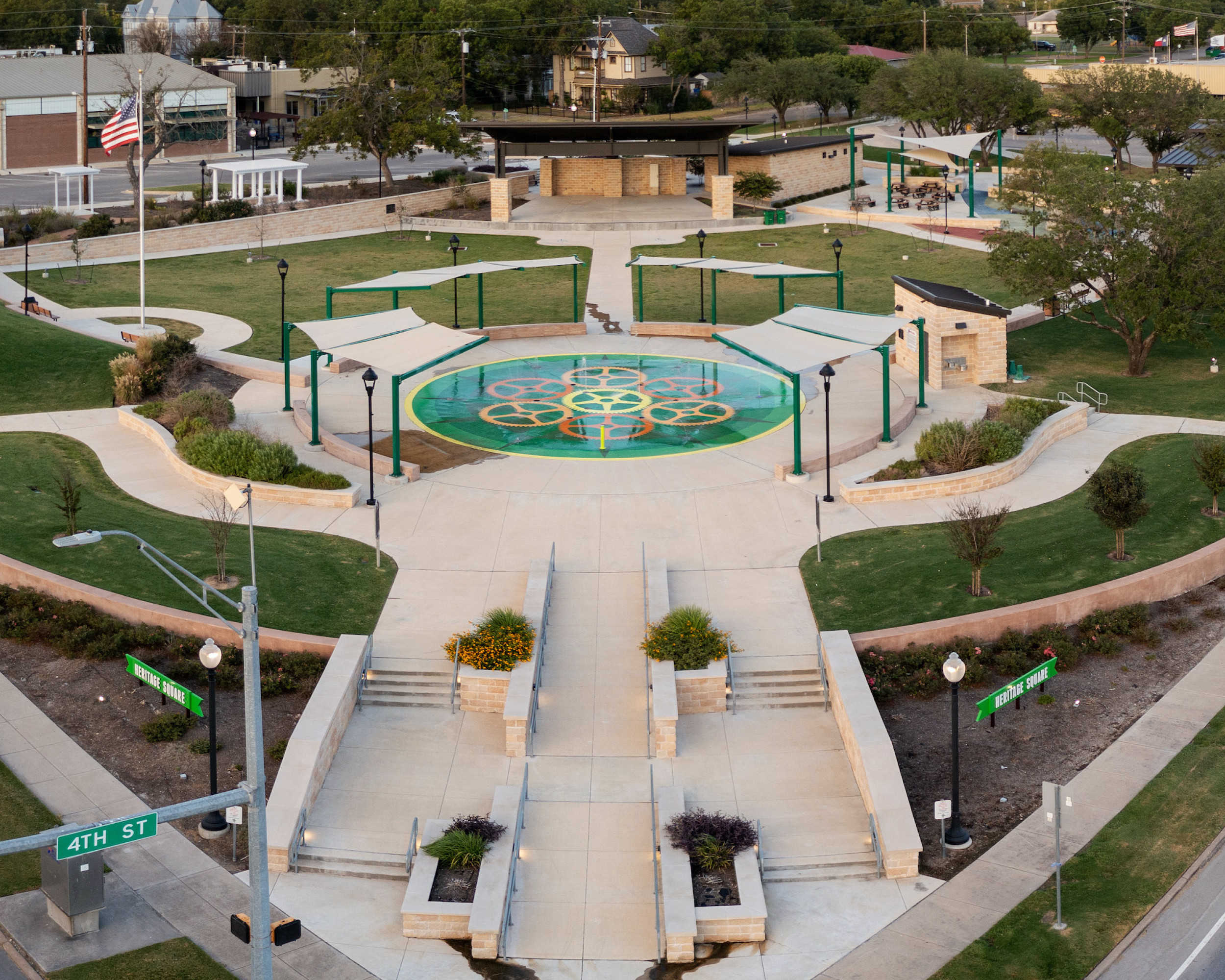 Aerial view of the Heritage Plaza